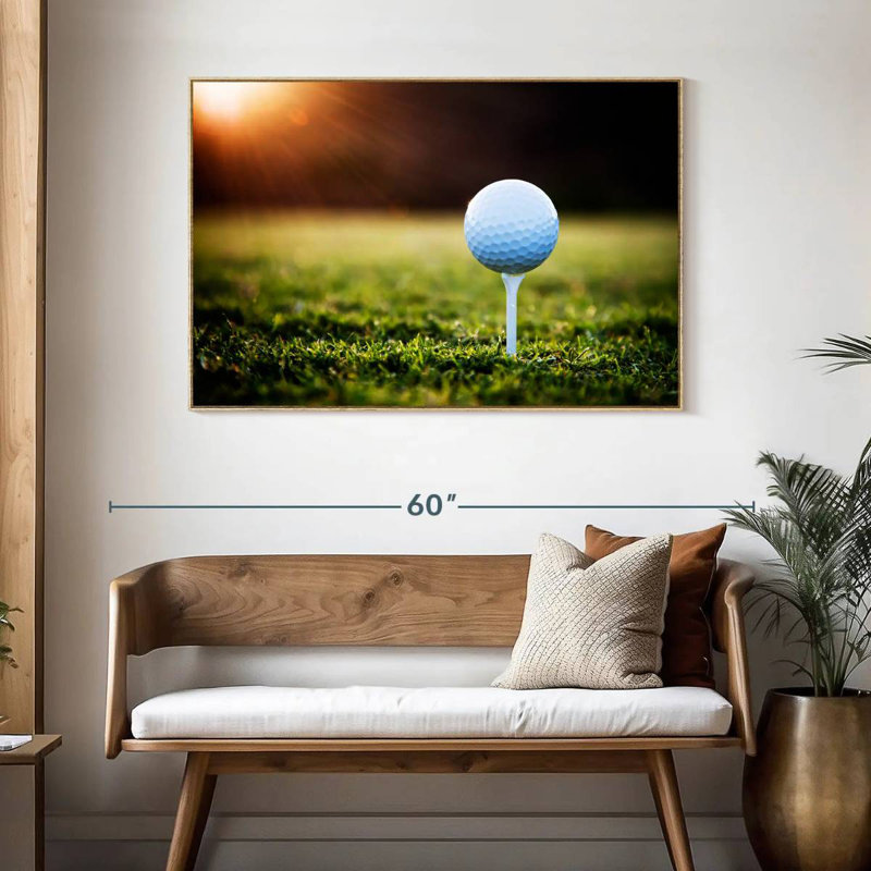 Té de balle de golf, Cadre flottant en bois naturel, 46 po x 31 po