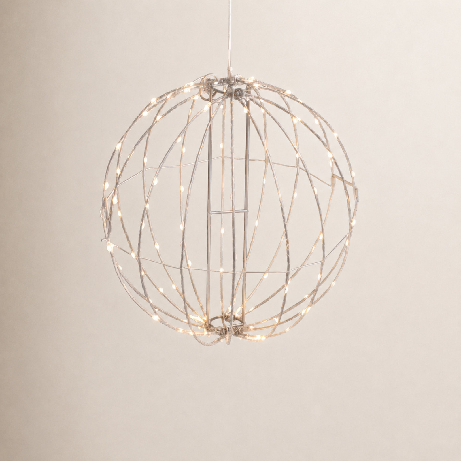 Illuminated Metal Sphere with Micro LED Lights, 24.4" H x 24" W x 24" D
