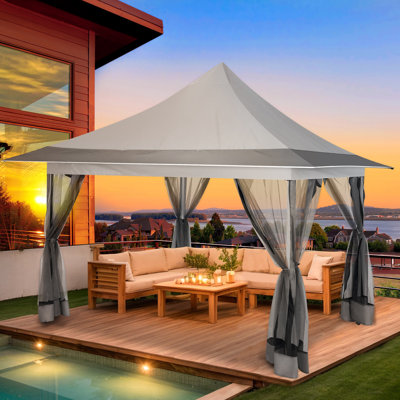 12x12FT Pop Up Gazebo Canopy Tent Outdoor Waterproof Upgrade Portable Gazebo with Mosquito Nettings and Carry Bag for Patio Garden Lawn