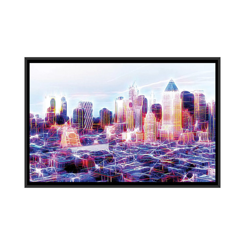 " Midtown Electric " by Philippe Hugonnard, 18" H x 26" W x 1.5" D, Black Framed Canvas, No Mat