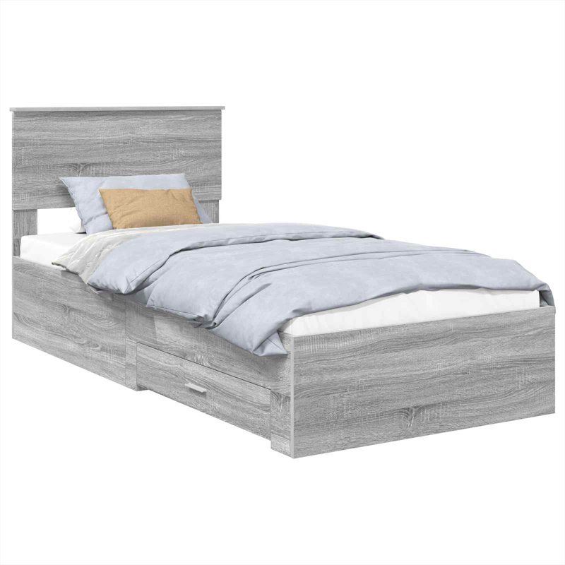 Bed, Silver/Grey Sonoma, Small Single (2'6)