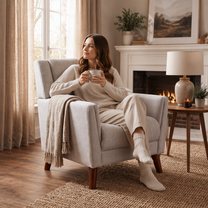 Fauteuil Mid-Century, Beige