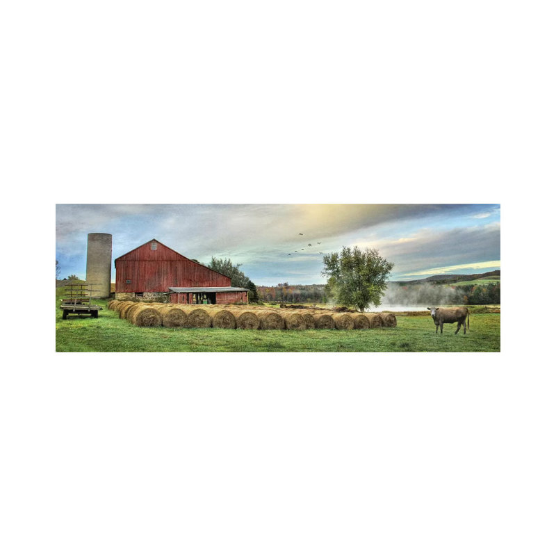 Hay Harvest by Lori Deiter - Panoramic Print on Canvas, Wrapped Canvas, 30.48cm H x 91.44cm W x 1.91cm D