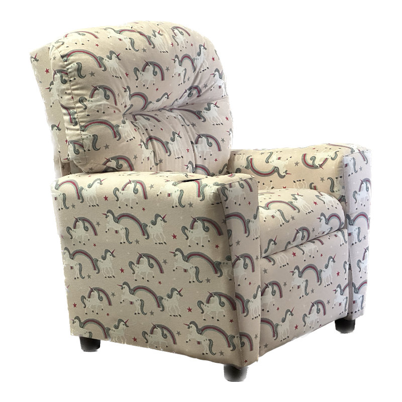 Seville Kids 13'' Recliner and Ottoman, Blue/Gray/White/Yellow, Animal 2