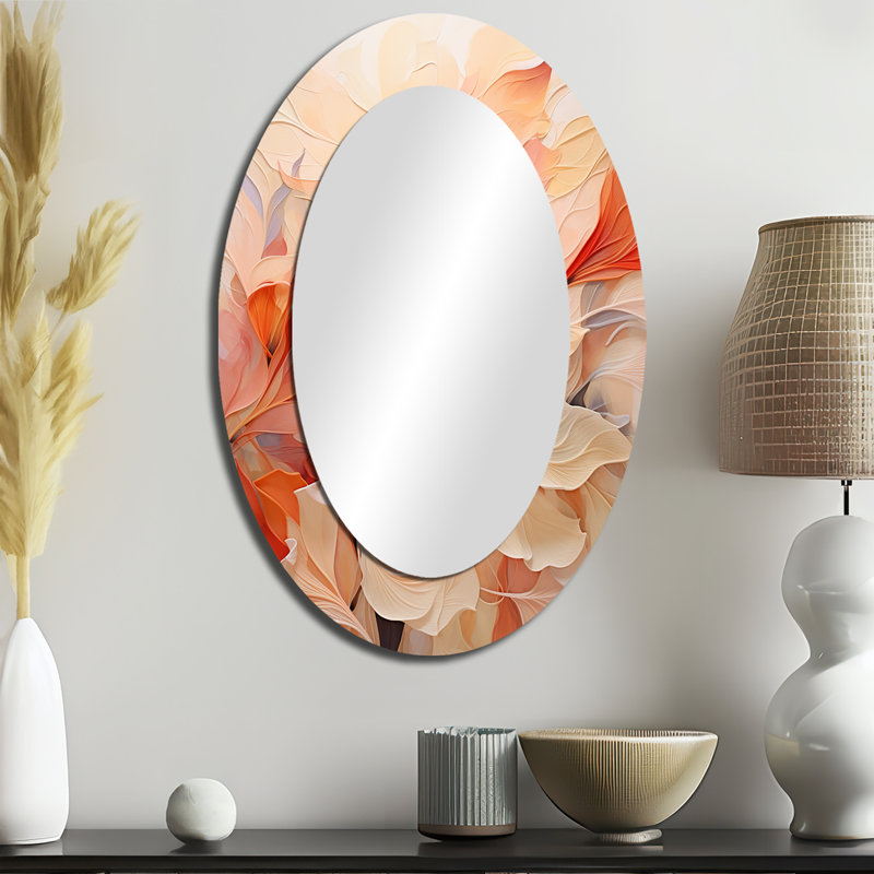 Minimalisme pêche - Miroir mural ovale pêche, 36 po x 24 po