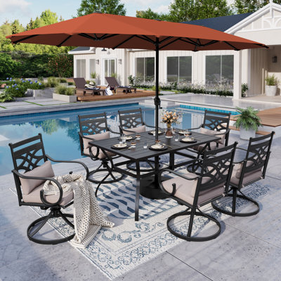 Alyah 6 - Person Patio Dining Set with Rectangular Table , Cushions Included