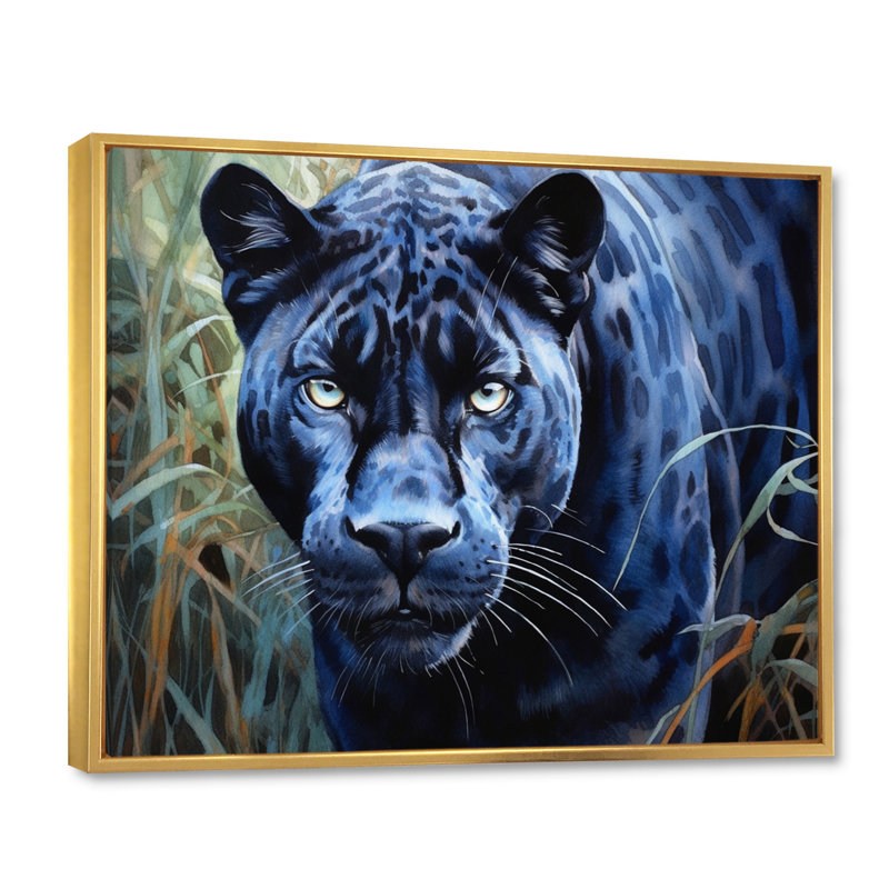 Panther's Gaze I sur toile, H 12 po x l 20 po x P 1 po, Cadre flottant doré