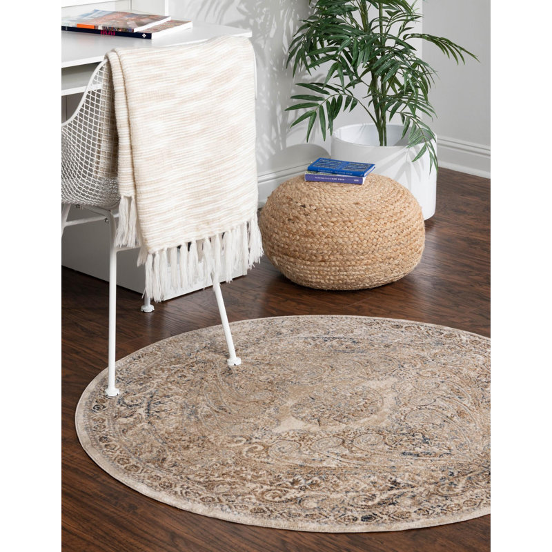 Tapis beige Colisha, Rond 4 pi 1 po