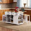 Îlot de cuisine de 53 po avec 2 tabourets de bar et prise de courant, grand chariot de cuisine roulant avec abattant, 3 tiroirs, supports de porte internes et tablettes à épices latérales-2049723614