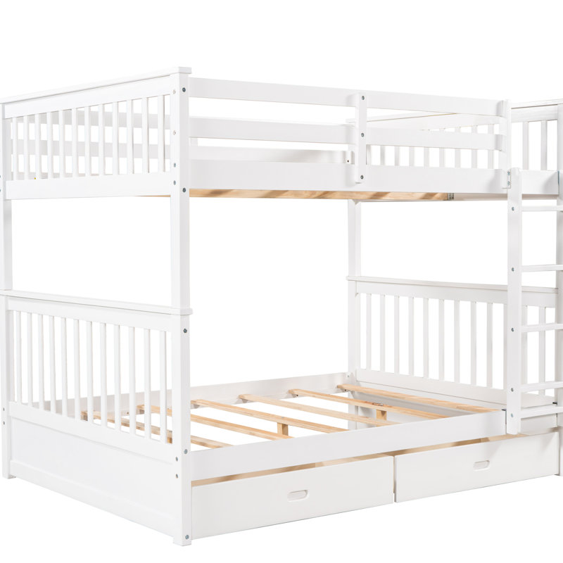 Lit superposé blanc avec rangement et capacité de couchage polyvalente, Blanc