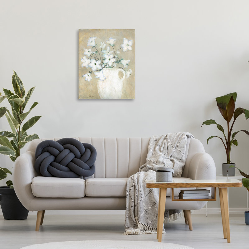 Art mural beige sur toile de poterie rustique par Janet Tava, H 30 po x l 24 po