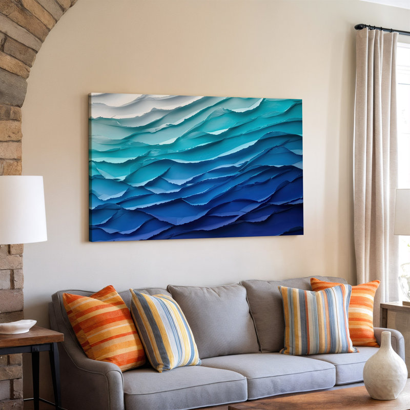 Canvas Create A Close Up Abstract Composition Featuring Layered Textures That Wall Art Resemble Ocean Waves With A Gradient Adding Canvas Wall Art