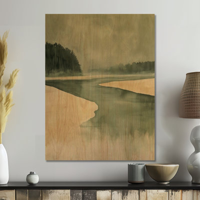 Quiet Sandbar Estuary I - Green River Wood Wall Art