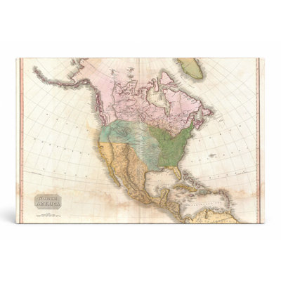1818 Pinkerton Map of North America — Landscape Canvas Wall Art