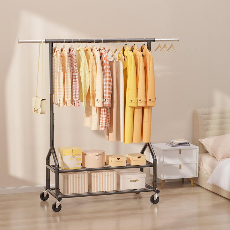 Adjustable Rolling Clothing Rack, Black 