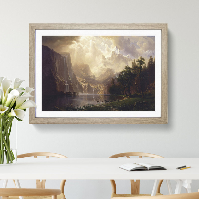 Among the Sierra Nevada by Albert Bierstadt - Picture Frame Graphic Art, 27cm H x 36cm W x 2cm D, Oak Framed