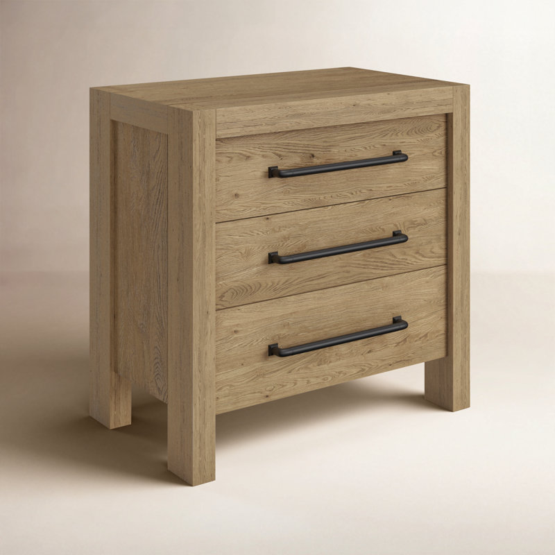 Table de chevet 3 tiroirs avec port USB Laroche , Chêne pâle