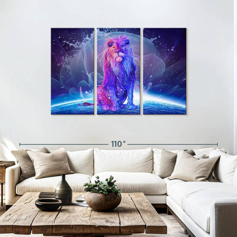 Brampt Abstract Colorful Lion, 48" H x 74" W