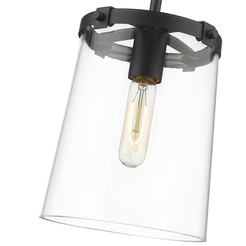 Luminaire suspendu cylindrique à 1 lumière Seden, Noir mat, H 92 po x l 7,5 po x P 7,5 po