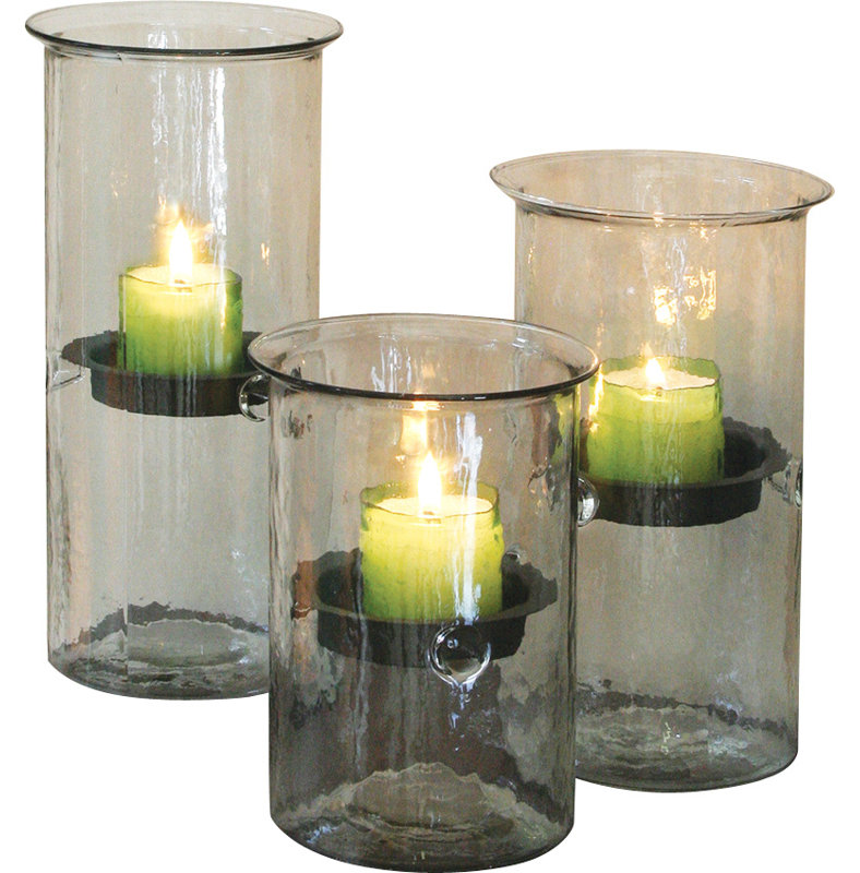 Vase moyen en verre martelé avec décor rustique, H 10 po x l 6 po x P 6 po