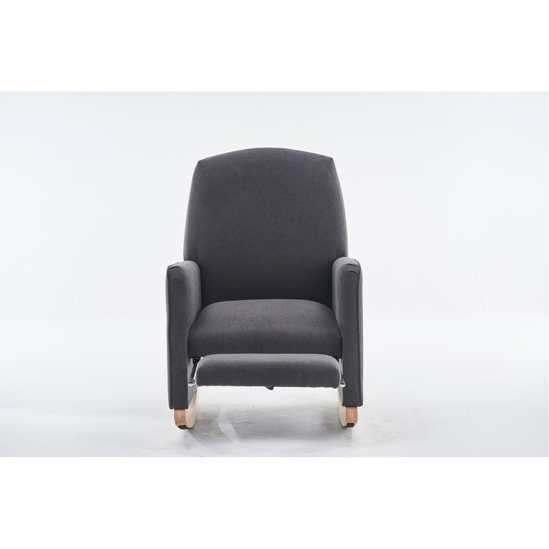 Chaise berçante en coton et lin avec repose-pieds réglable, Gris foncé, Gris foncé