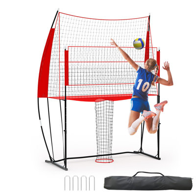 Volleyball Net System, Adjustable Height 6.5-8FT, Portable Steel Frame Set with Carry Bag for Indoor Outdoor