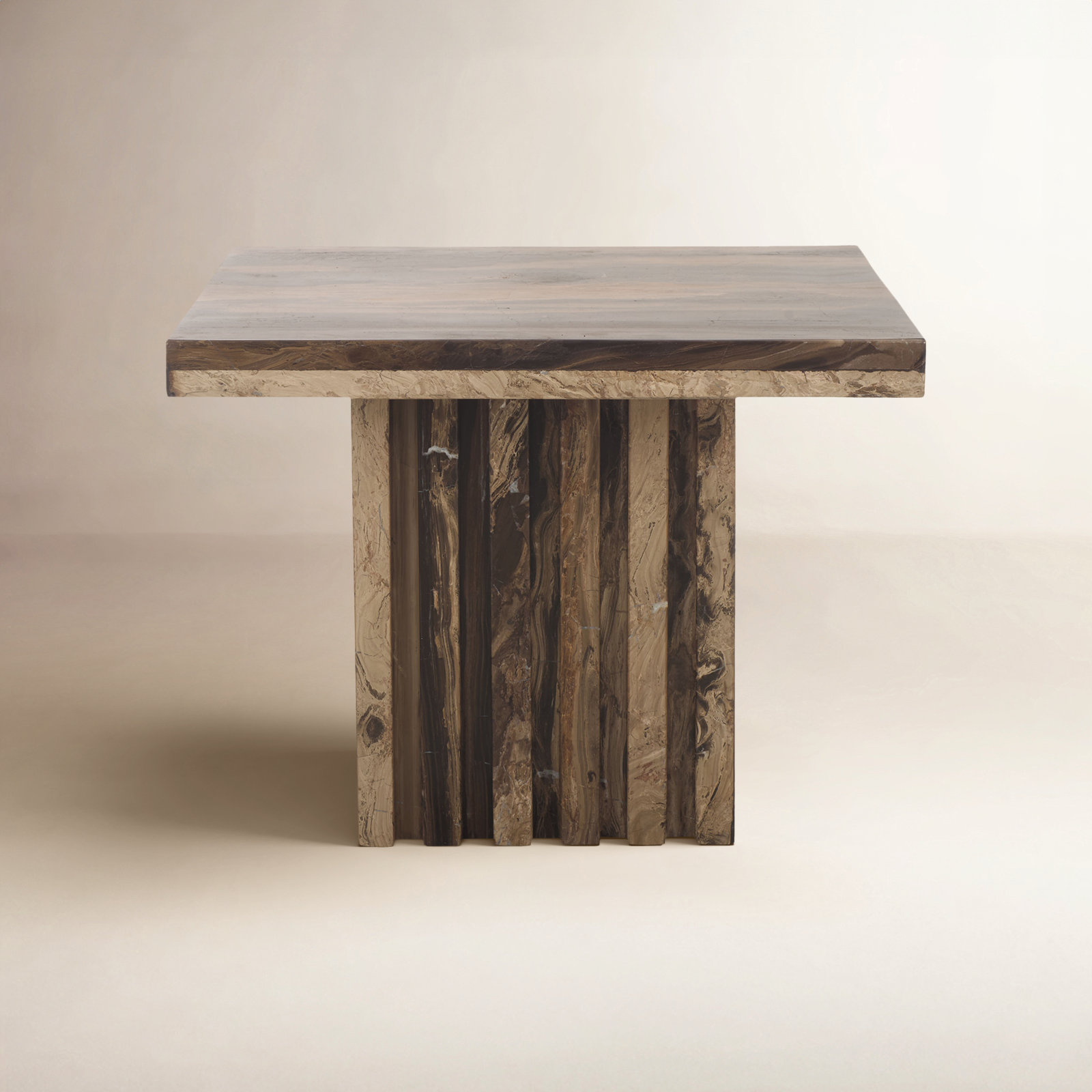 Pristina Tall Square Marble Accent Table, Brown, 12" H x 21" W x 21" D