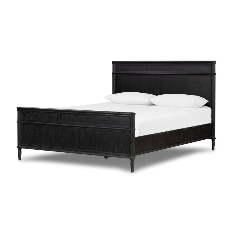 Toulouse Solid Wood Bed, King, Distressed Black