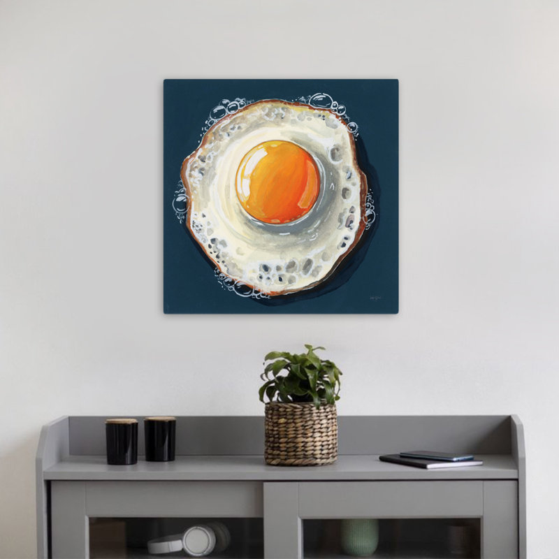 Œuf frit, art contemporain, H 18 po x l 18 po