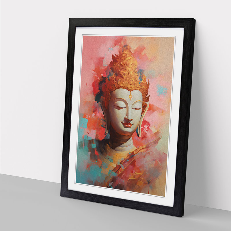 Buddha Expressionism Art - Framed Print, 64cm H x 46cm W x 2cm D, Black Framed