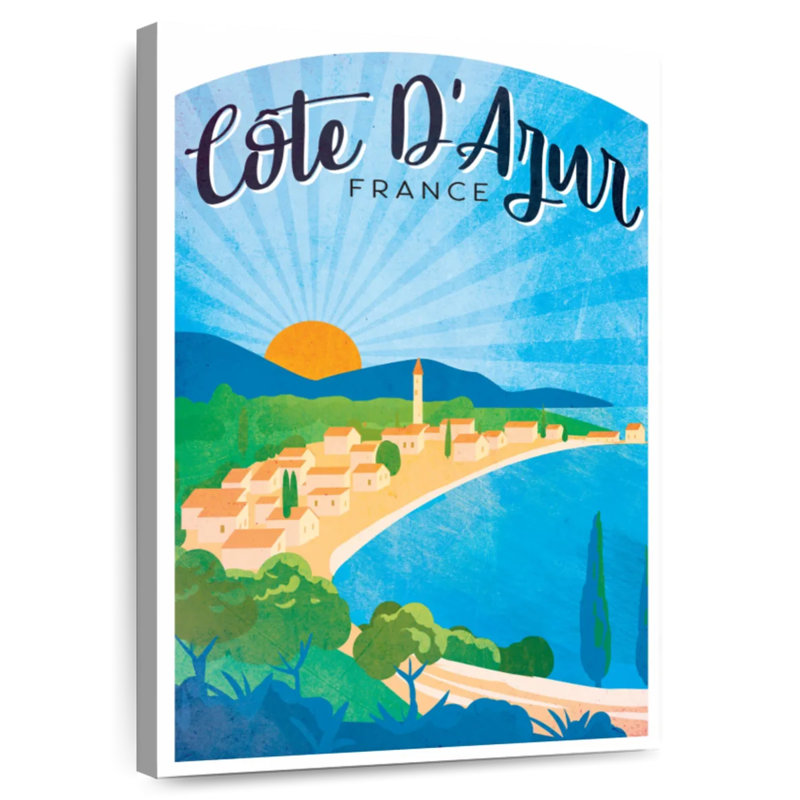 Affiche rétro Côte d'azur, H 30 po x l 20 po