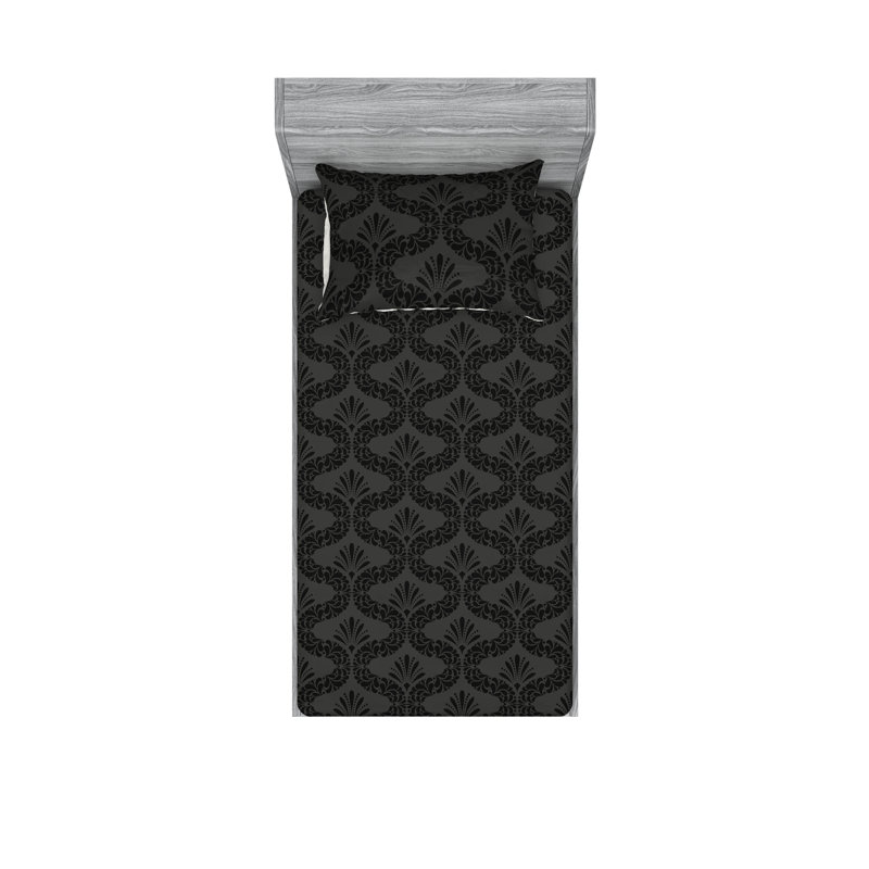 Drap-housse et taie décorative Ambesonne, Ensemble de draps pour lit simple avec 1 taie d'or