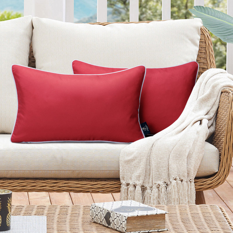 Housse de coussin d'extérieur Phantoscope, Rouge, Rectangle H 12 po x l 20 po, Housse de coussin seulement - sans coussin