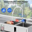 Évier utilitaire 47 po en acier inoxydable, lavabo autoportant à 2 compartiments avec établi, robinet coulissant, tablettes