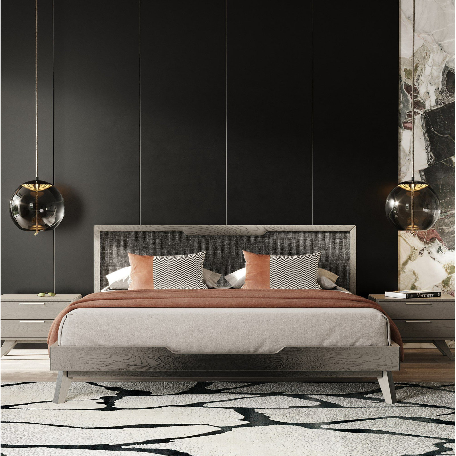 Glow Linen Upholstered Bed, Queen, Gray Wash