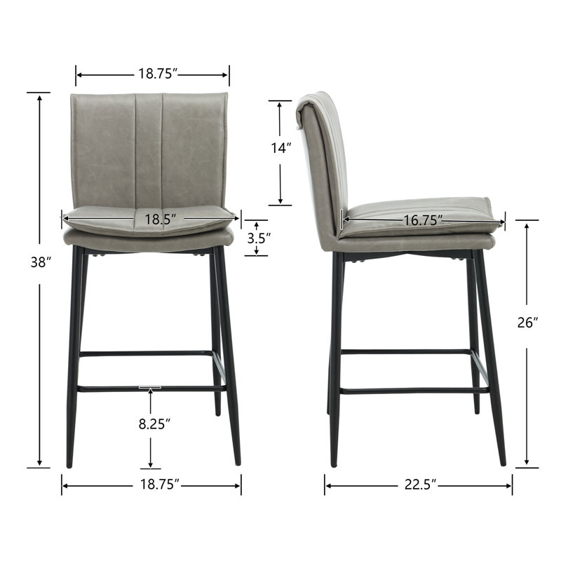 Tabouret de comptoir moderne rembourré avec dossier, avec pédales, avec structure en métal, tabouret de bar à hauteur de comptoir pour îlot de cuisine, bar à café.