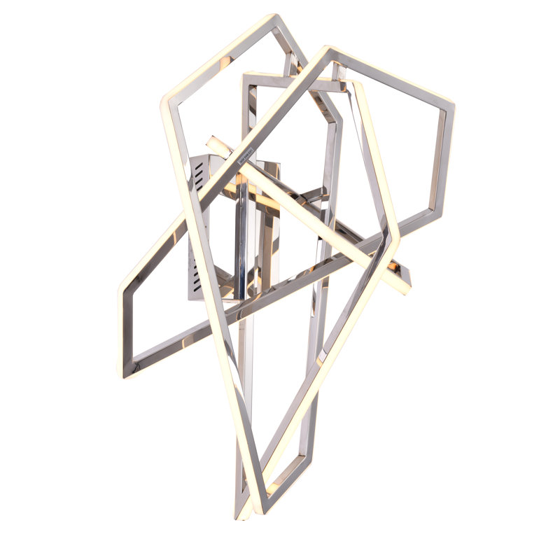 Modern 15 Light LED Chrome Geometric Wall Sconce, Chrome, 25.2" H x 19.7" W x 13.8" D