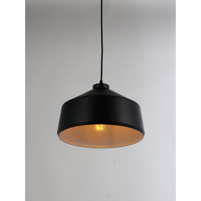 Luminaire suspendu conique 1 lumière Brantner, Noir