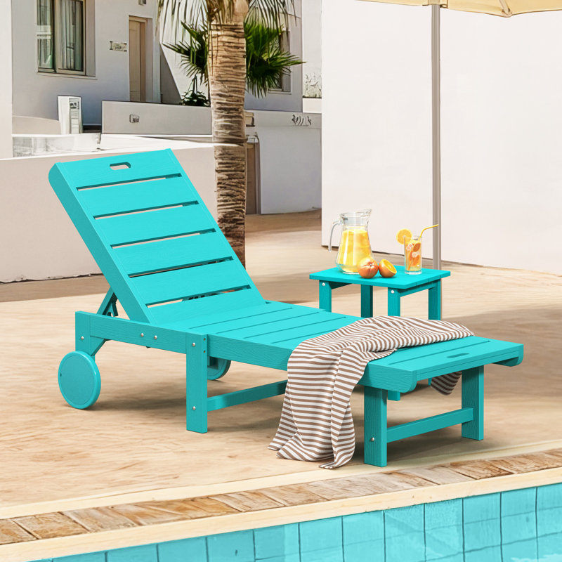 Chaise longue inclinable avec table d'appoint Haley (1 chaise et 1 table), Blanc