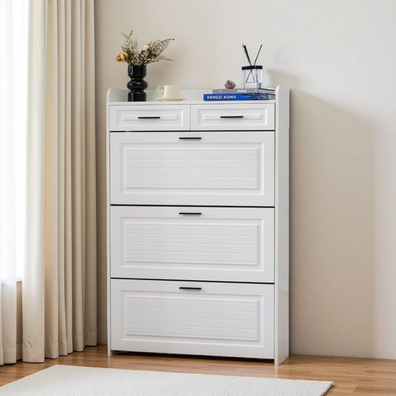 Armoire à chaussures avec 2 tiroirs, Blanc