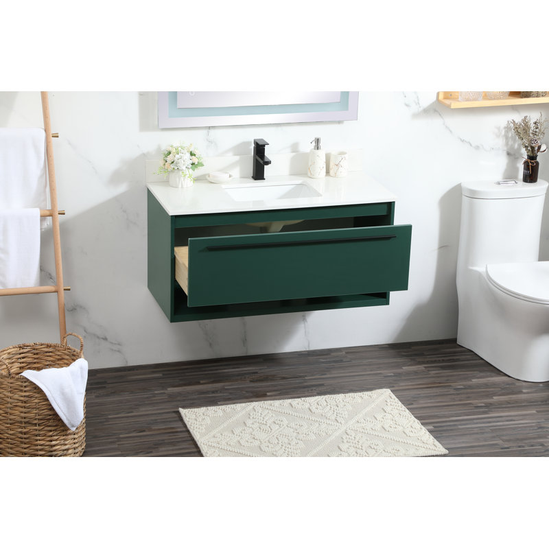 Ensemble de meuble-lavabo simple mural 40 po Roman, Vert