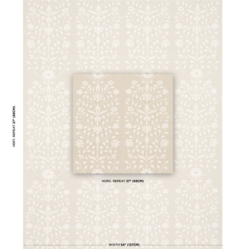 Tissu Schipacher x Marie-Anne Oudejans Jaipur, Ivoire sur naturel