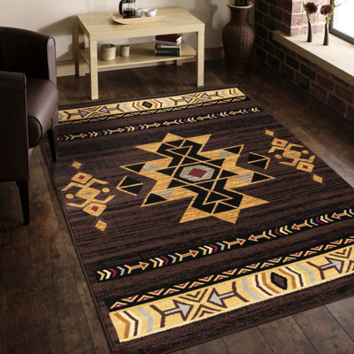 Tapis brun en polypropylène, 5 pi 3 po X 7 po, inspiré, teint, pour la maison Harmony, polypropylène, teinté, maisons familiales occupées