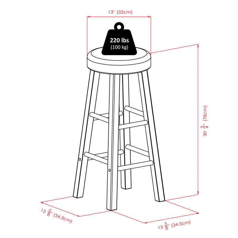 Tabouret de bar et de comptoir Zachery, Tabouret de bar (siège d'une hauteur de 30,71 po)