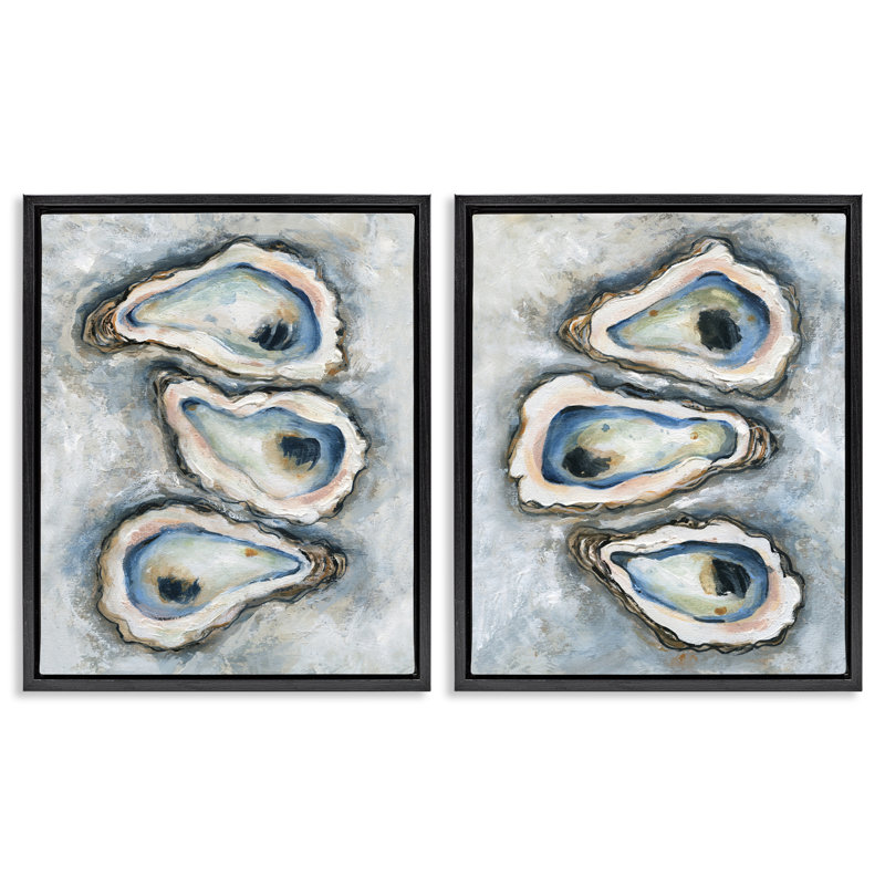 Ensemble de 2 cadres flottants Oyster Bar Trios, design par Carol Robinson, Cadre flottant noir de jais, 21" H x 17" W