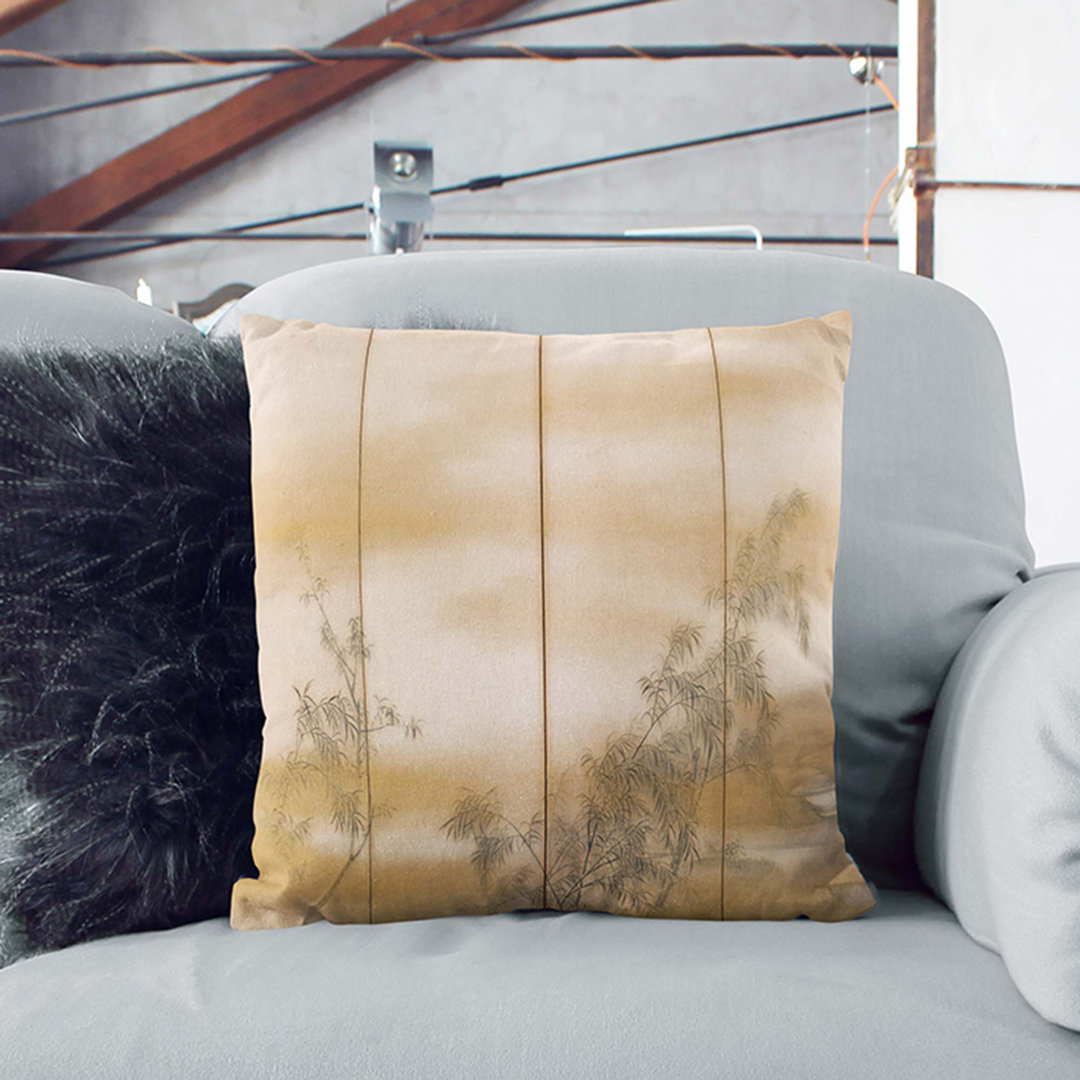 A Landscape View by Maruyama Okyo Cushion with Filling