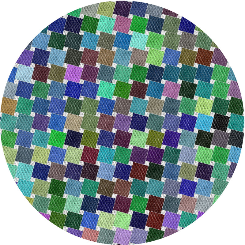 Tapis bleu à motif géométrique Kober, Rond 8 pi