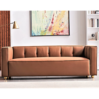Canapé en polyester à dossier bas capitonné, élégant canapé 3 places pour les salons de style bord de mer et de campagne moderne, largeur de 87 pouces, assemblage facile