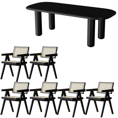 Ensemble de table de salle à manger en bois massif de style français