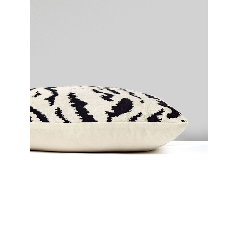 Wild Glamour Silk Pillow Cover & Insert, Blue/Black/Black Animal Print, 14" H x 22" W x 6" D